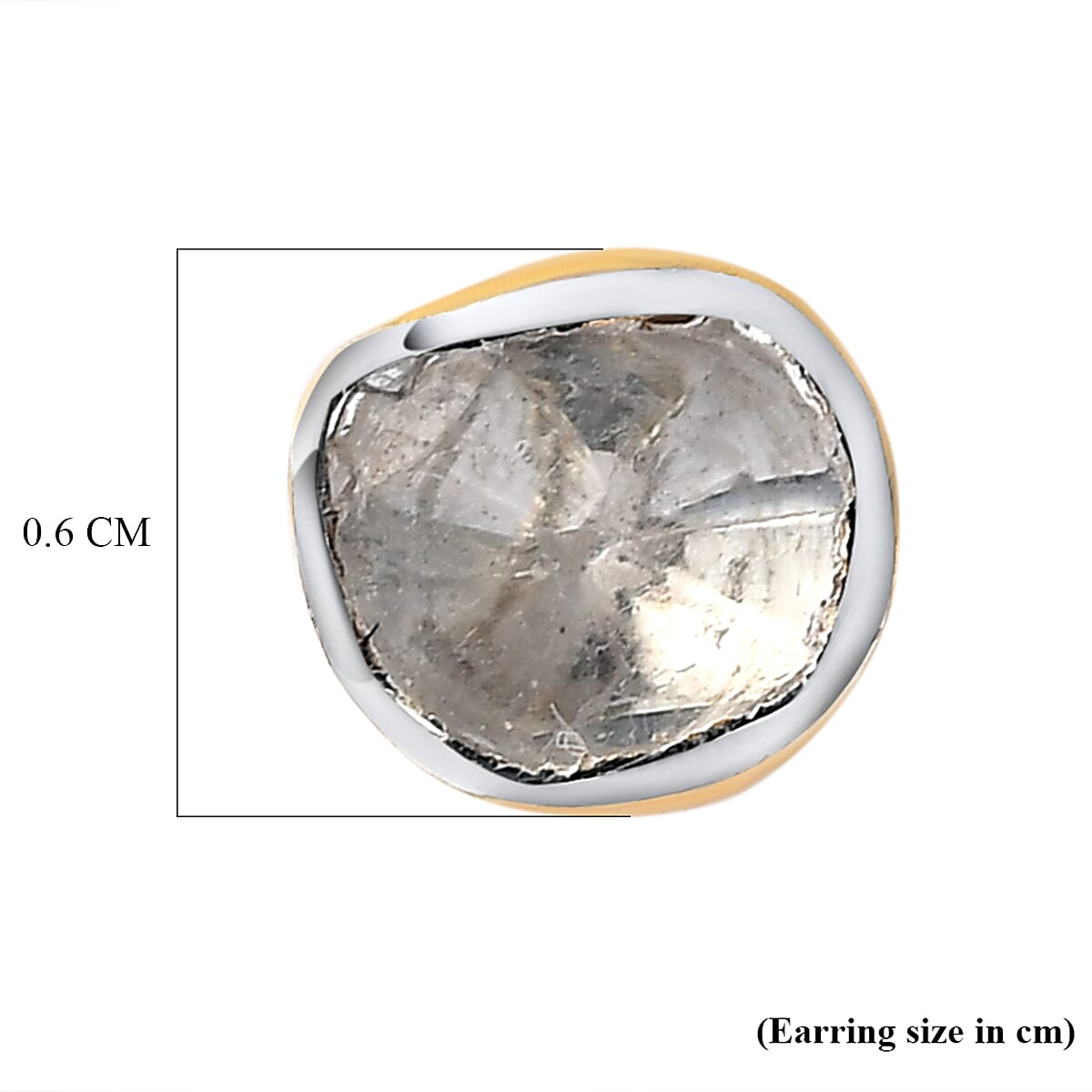 Artisan Crafted Polki Diamond Stud Earrings (with Push Back) in Yellow Gold Overlay Sterling Silver 0.25 Ct.