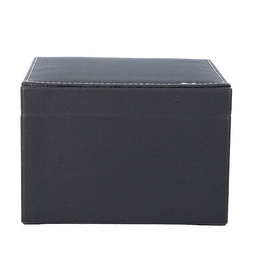 Two Layer Jewellery Box with Extendable Mirror in Black