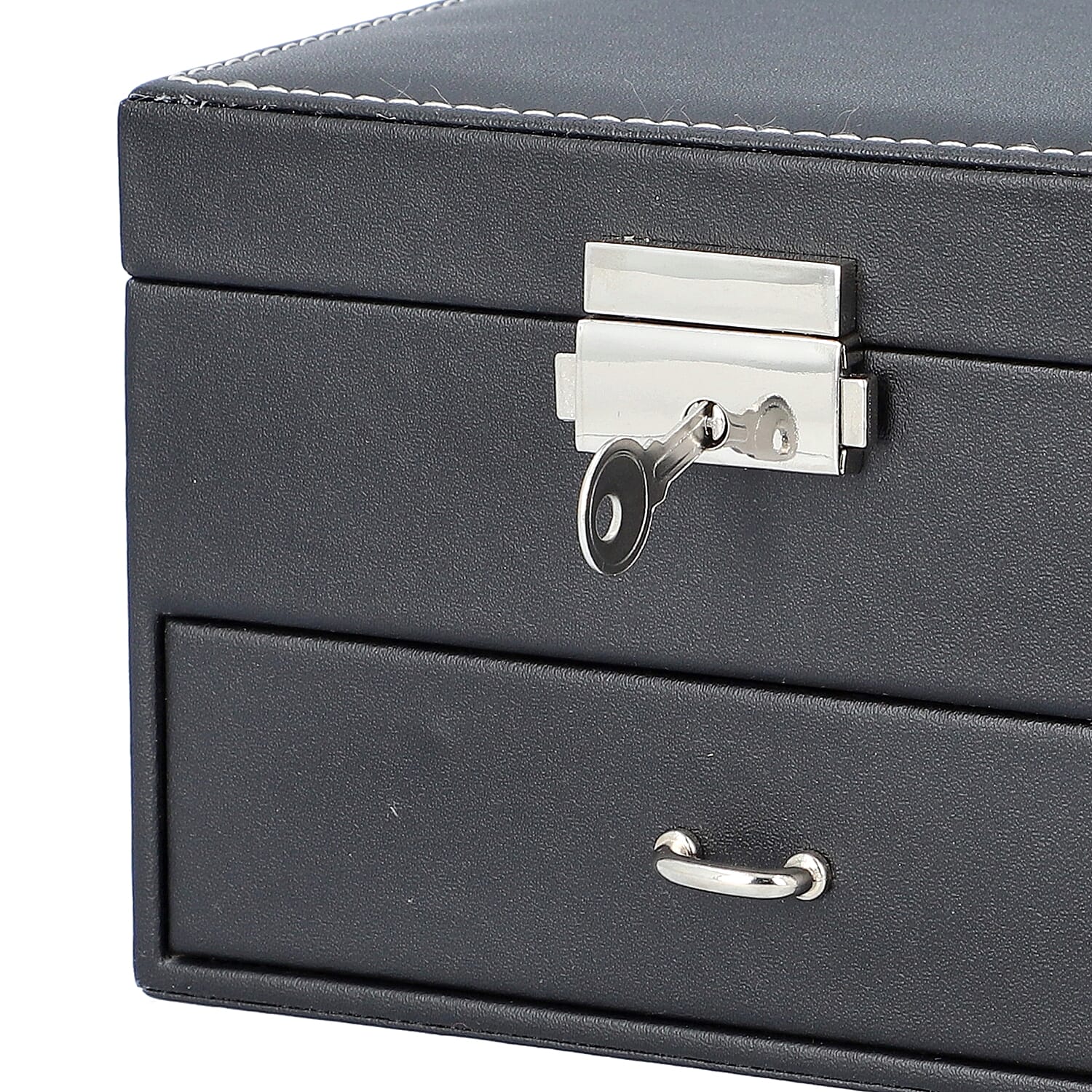 Two Layer Jewellery Box with Extendable Mirror in Black