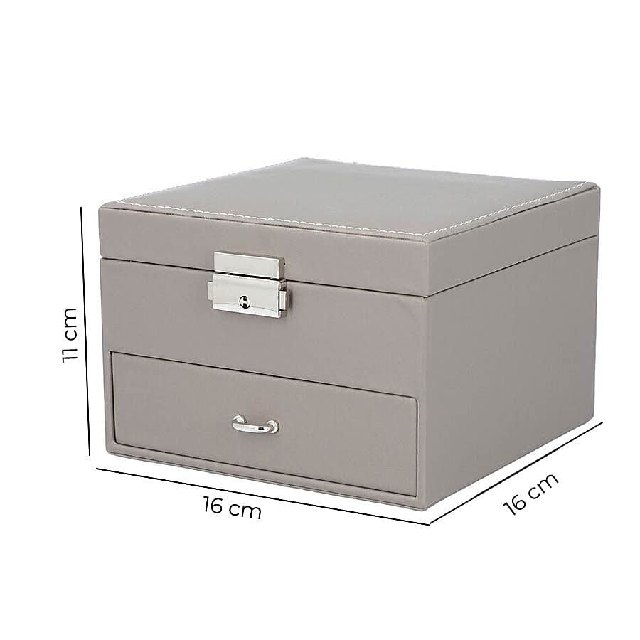 Two Layer Jewellery Box with Extendable Mirror in Dark Grey