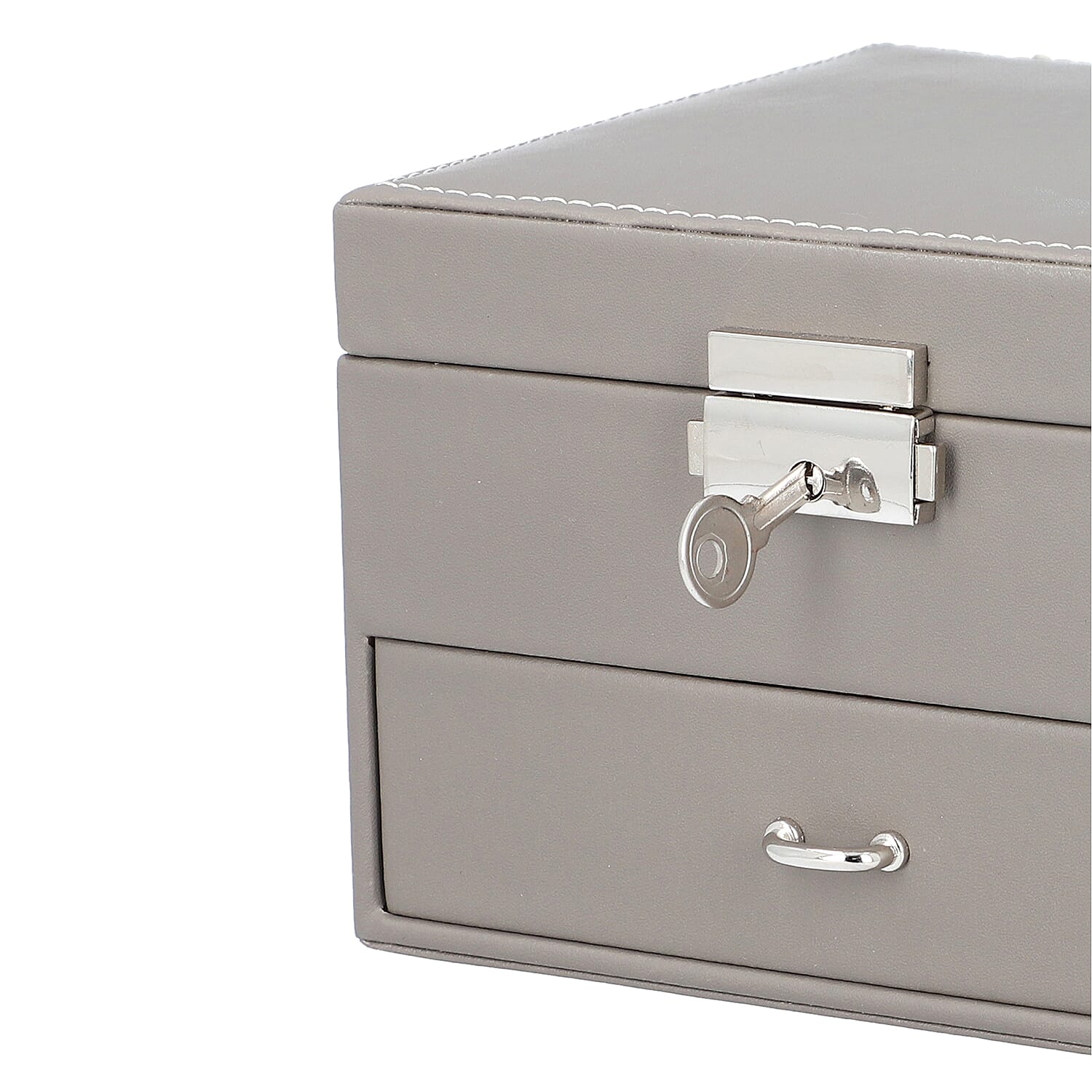 Two Layer Jewellery Box with Extendable Mirror in Dark Grey