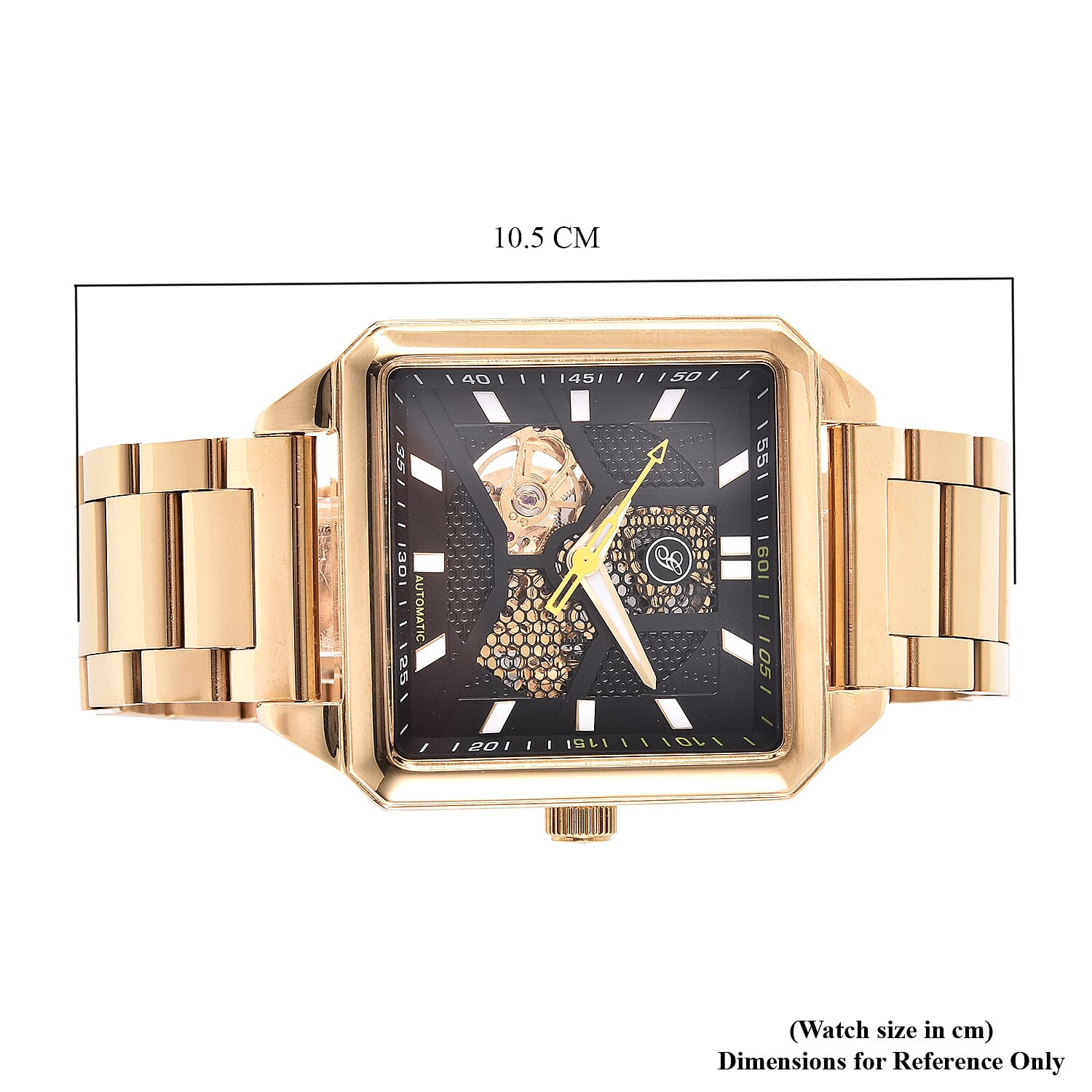 GENOA Automatic Movement 5 ATM Water Resistant Watch with Chain Strap and Butterfly Buckle Clasp in Gold Tone GENOA Automatic Movement 5 ATM Water Resistant Watch with Chain Strap and Butterfly Buckle Clasp in Gold Tone