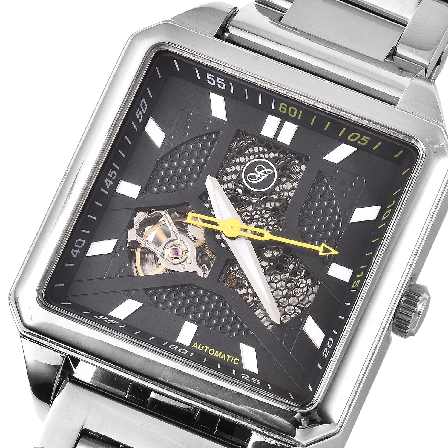 GENOA Automatic Movement 5 ATM Water Resistant Watch with Chain Strap and Butterfly Buckle Clasp in Silver Tone