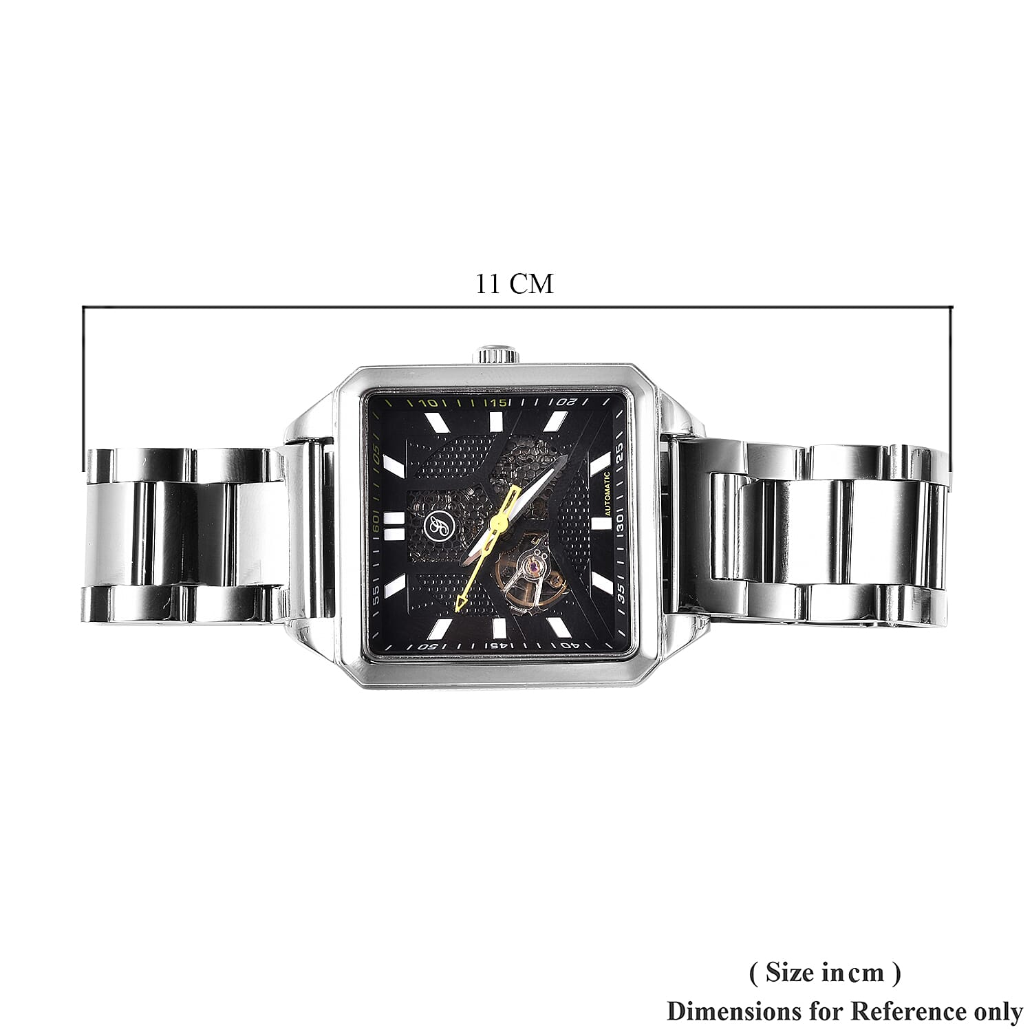 GENOA Automatic Movement 5 ATM Water Resistant Watch with Chain Strap and Butterfly Buckle Clasp in Silver Tone