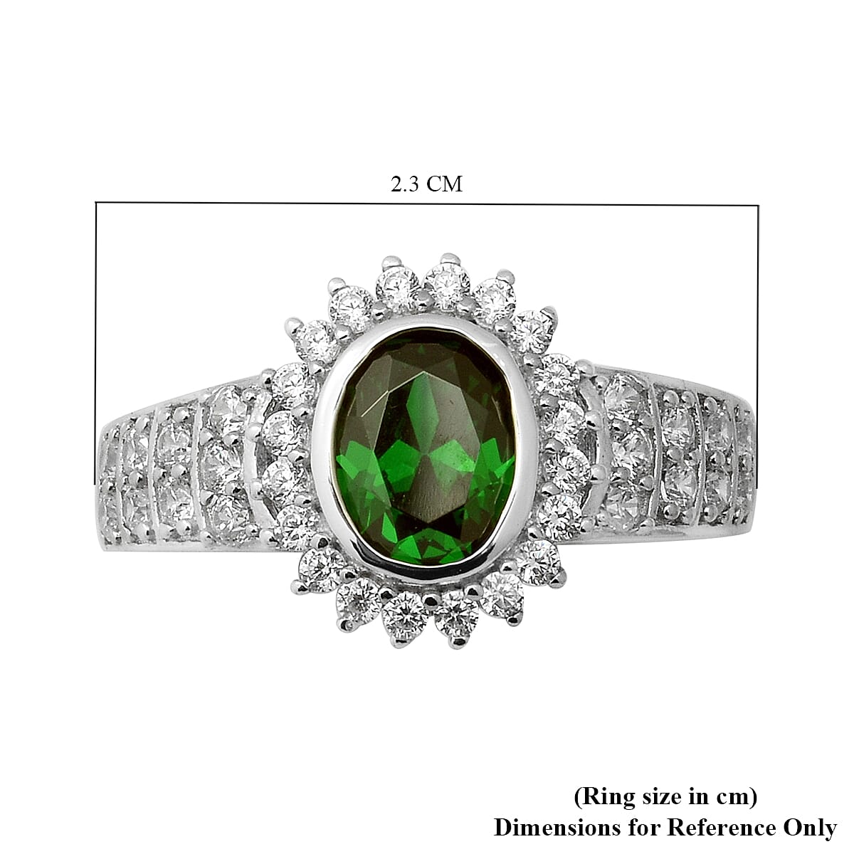 ELANZA Simulated Emerald and Simulated Diamond Ring in Rhodium Overlay Sterling Silver