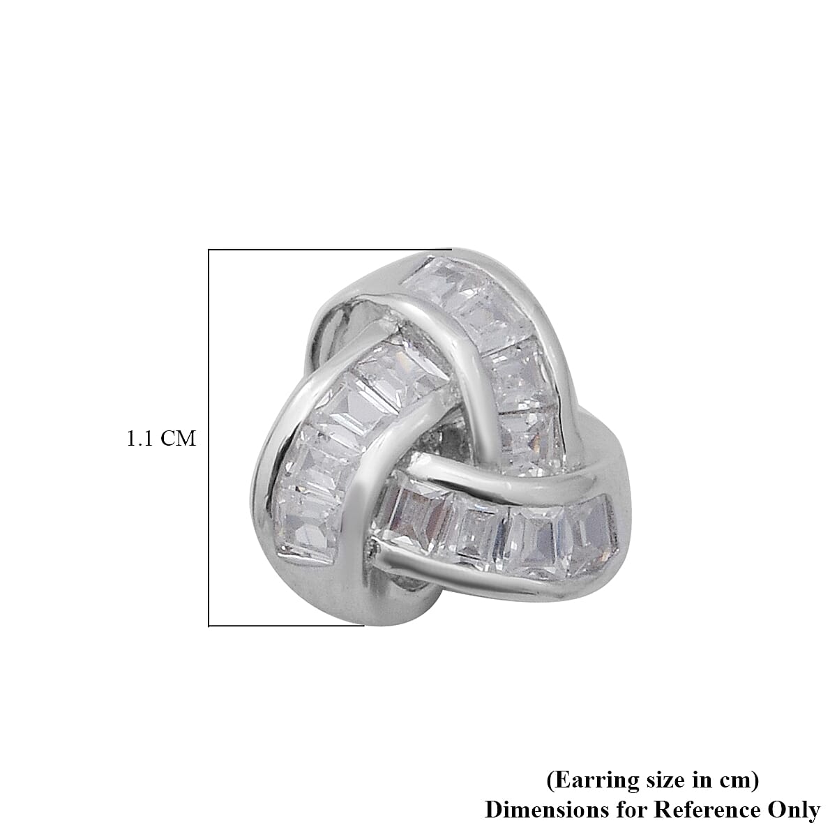 ELANZA Simulated Diamond Knot Earrings in Rhodium Overlay Sterling Silver