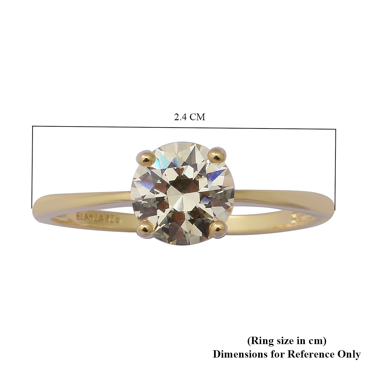 ELANZA Swiss Star Simulated Canary Diamond Solitaire Ring in Yellow Gold Overlay Sterling Silver