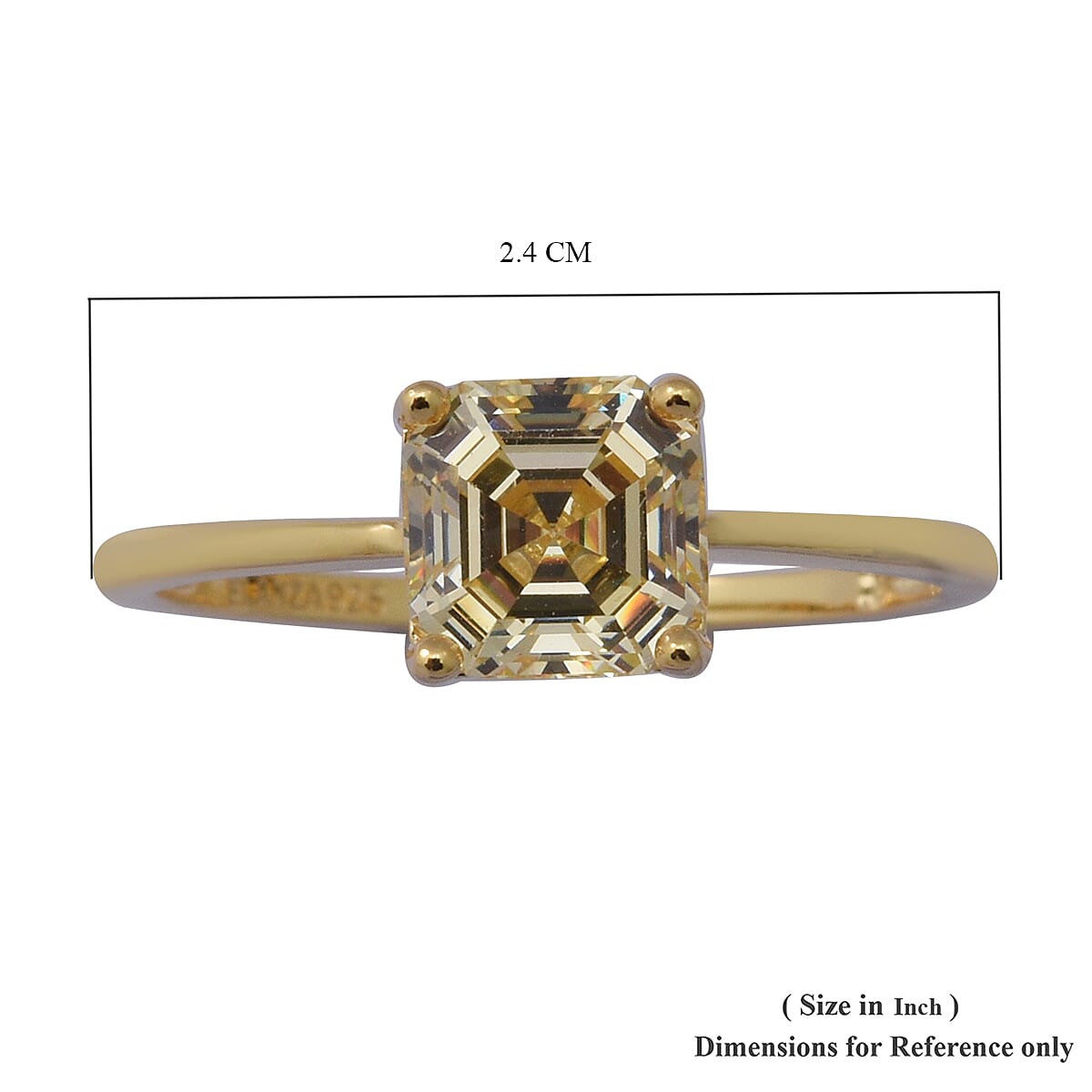 ELANZA Swiss Star Simulated Canary Diamond Solitaire Ring in Yellow Gold Overlay Sterling Silver