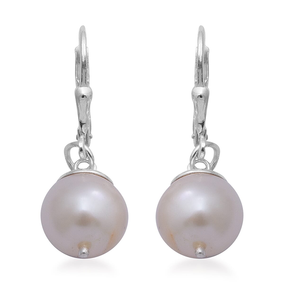 Freshwater Pearl Lever Back Earrings in Sterling Silver