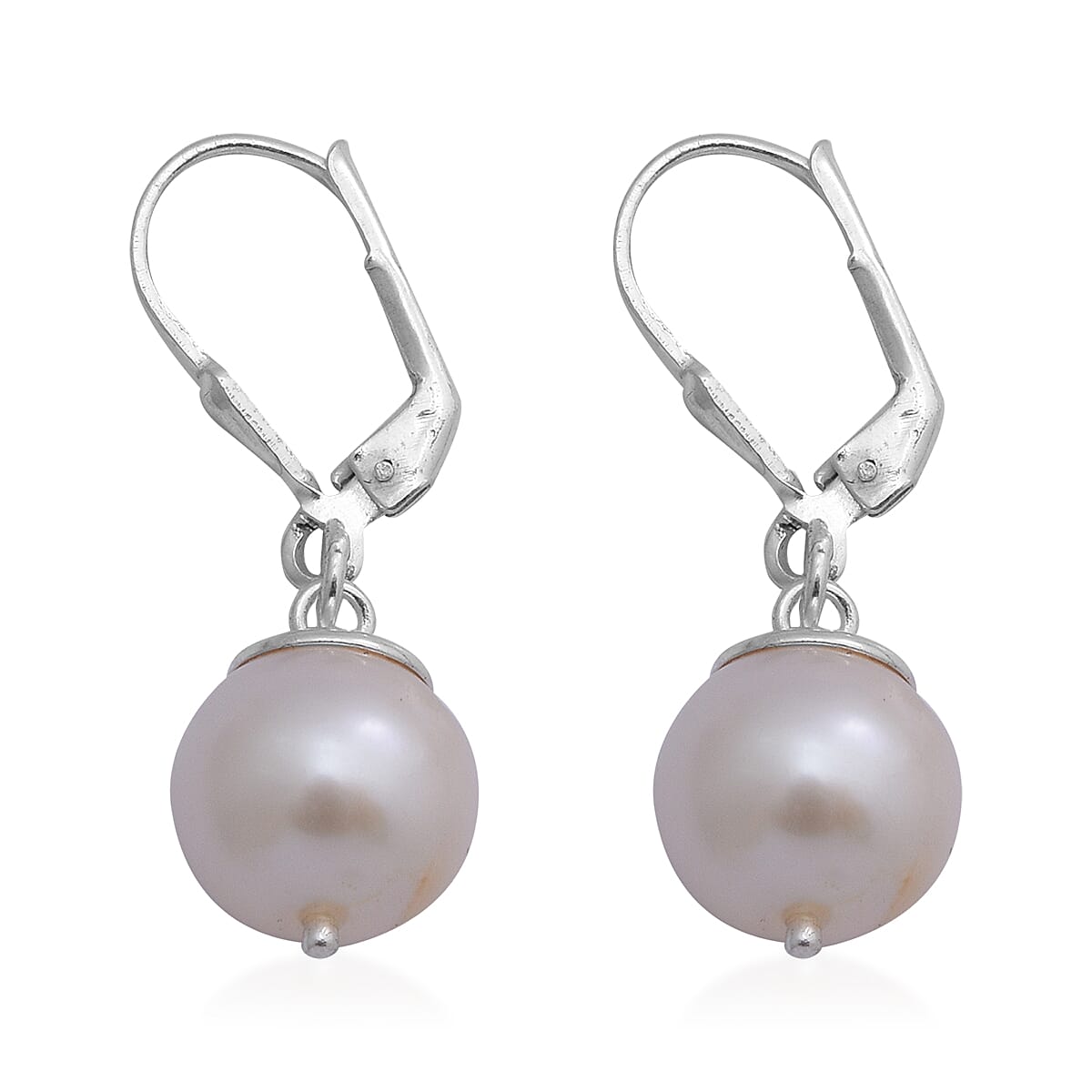 Freshwater Pearl Lever Back Earrings in Sterling Silver