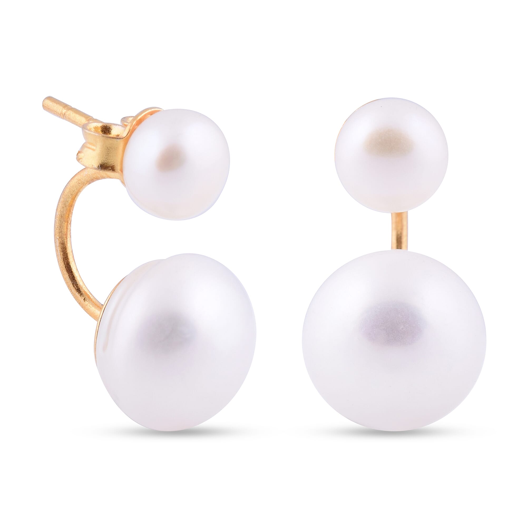 Freshwater Pearl Detachable Earrings (with Push Back) in Gold Overlay Sterling Silver