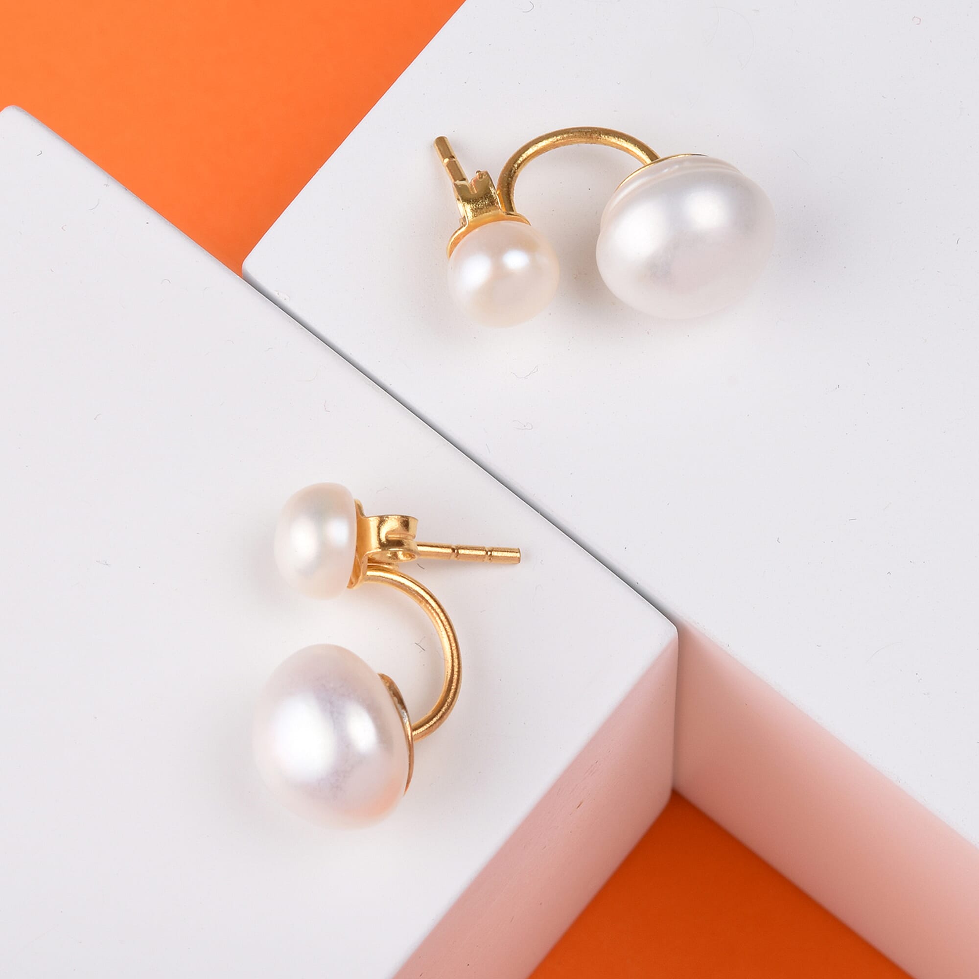Freshwater Pearl Detachable Earrings (with Push Back) in Gold Overlay Sterling Silver