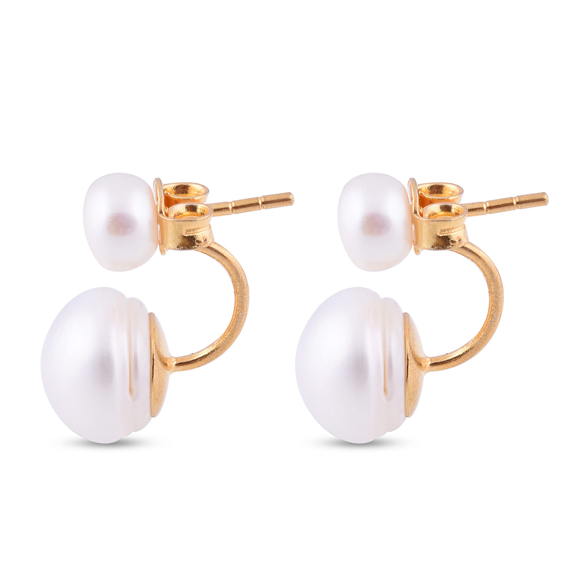 Freshwater Pearl Detachable Earrings (with Push Back) in Gold Overlay Sterling Silver