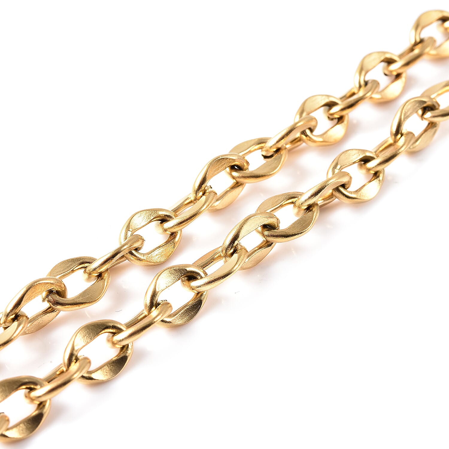 White Austrian Crystal Heart Charm Stainless Steel Necklace (Size 18.5 with T-Bar Lock) in Yellow Gold Tone