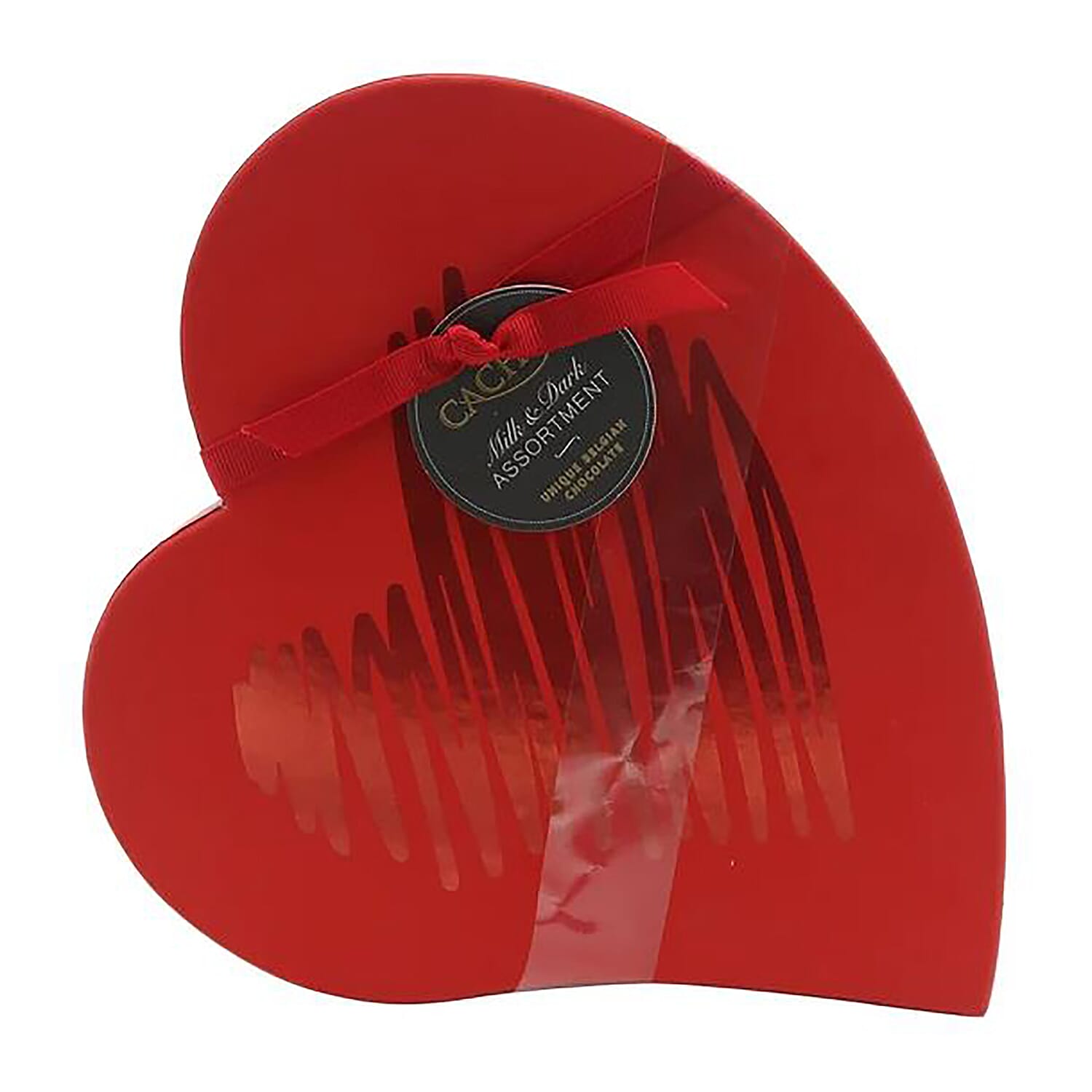 Develdas Cachet Red Heart Gift Box of Milk & Dark Chocolates with Ribbon & Swing Tag - 185g