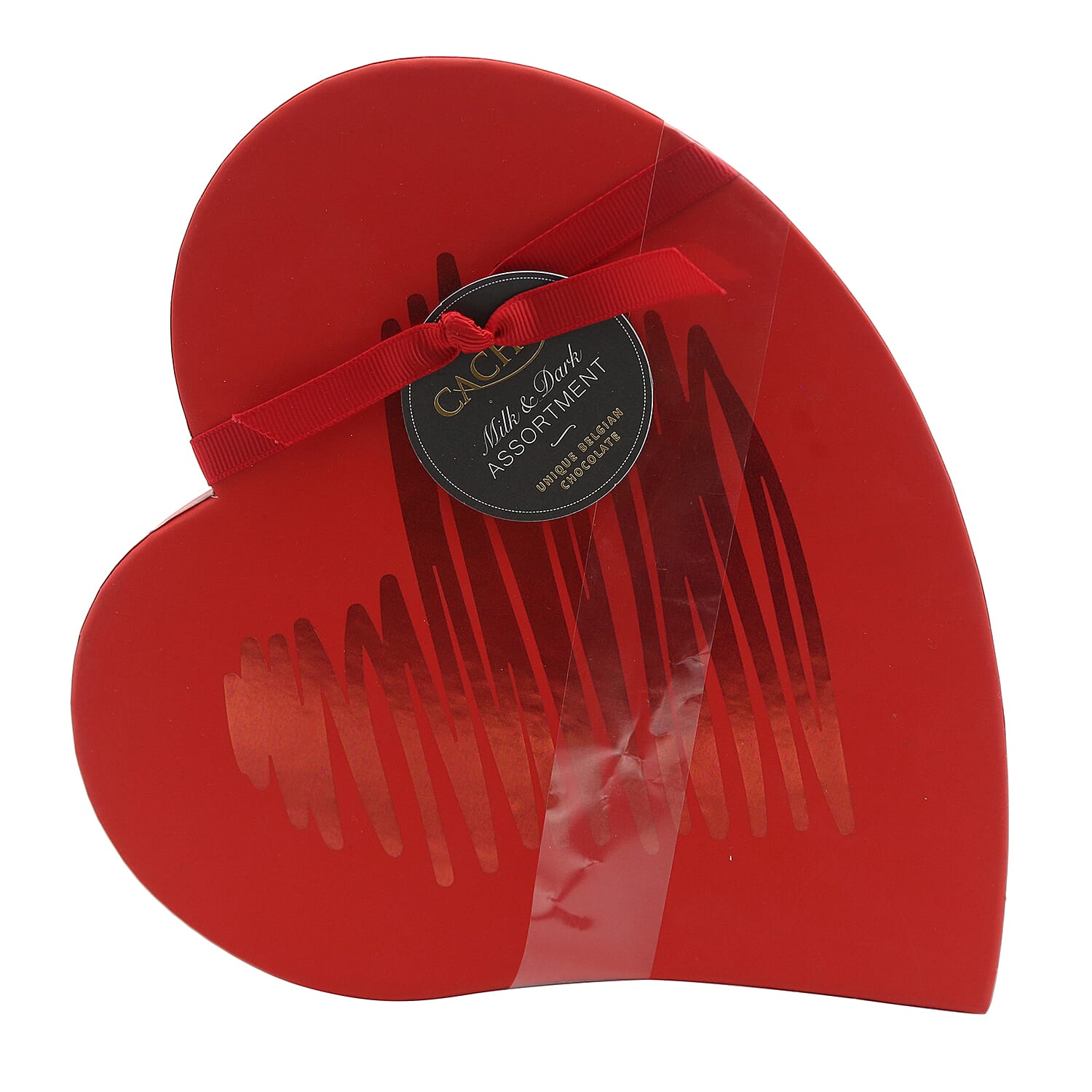 Develdas Cachet Red Heart Gift Box of Milk & Dark Chocolates with Ribbon & Swing Tag - 185g