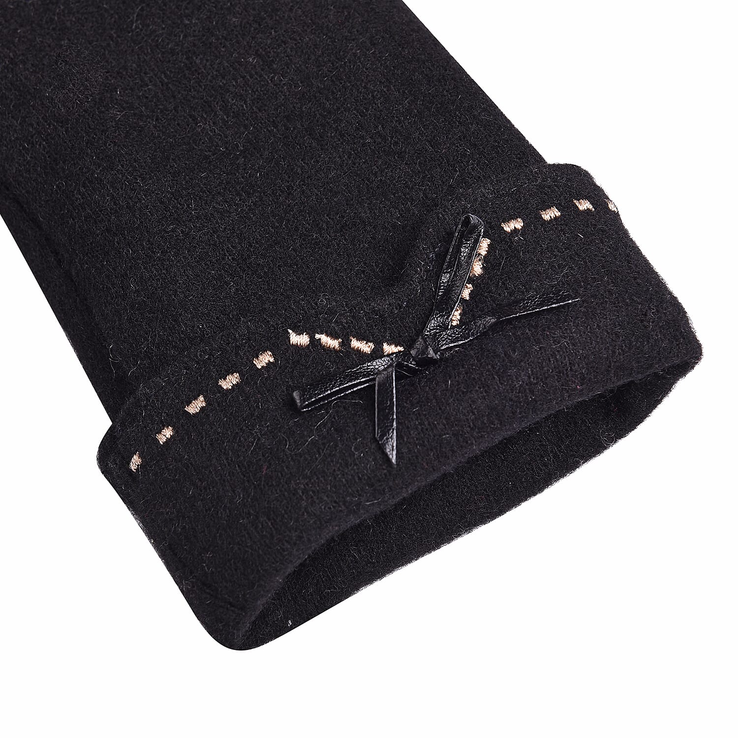 Super Soft Winter Cashmere Gloves with Bowknot - Black