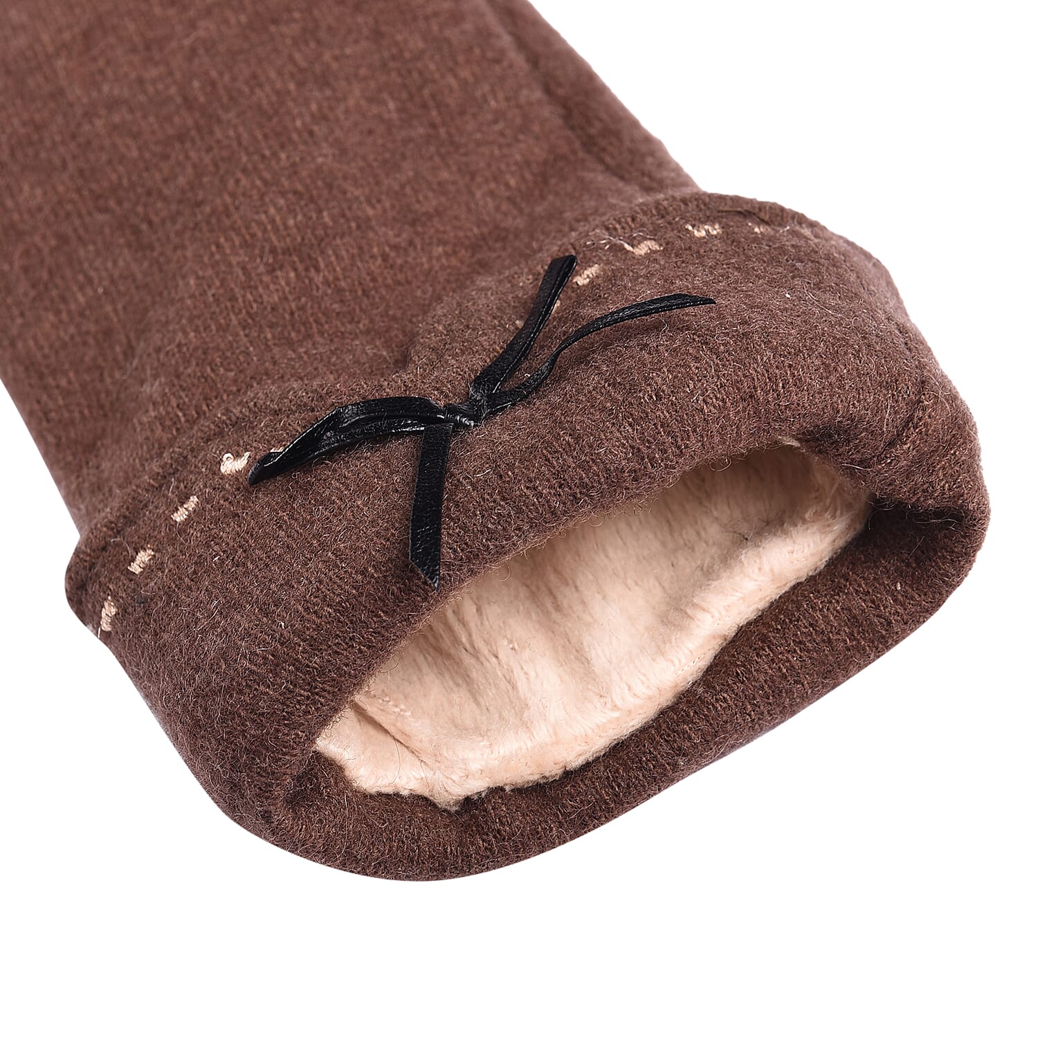 Super Soft Winter Cashmere Gloves with Bowknot - Brown