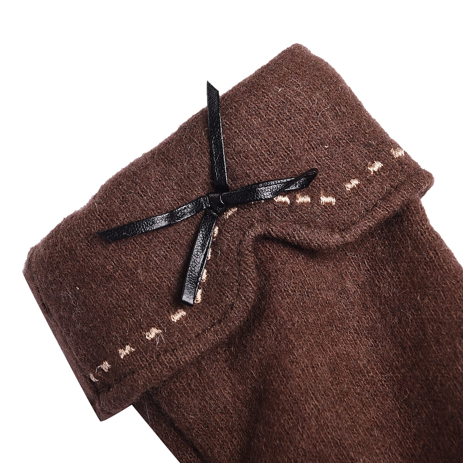 Super Soft Winter Cashmere Gloves with Bowknot - Brown