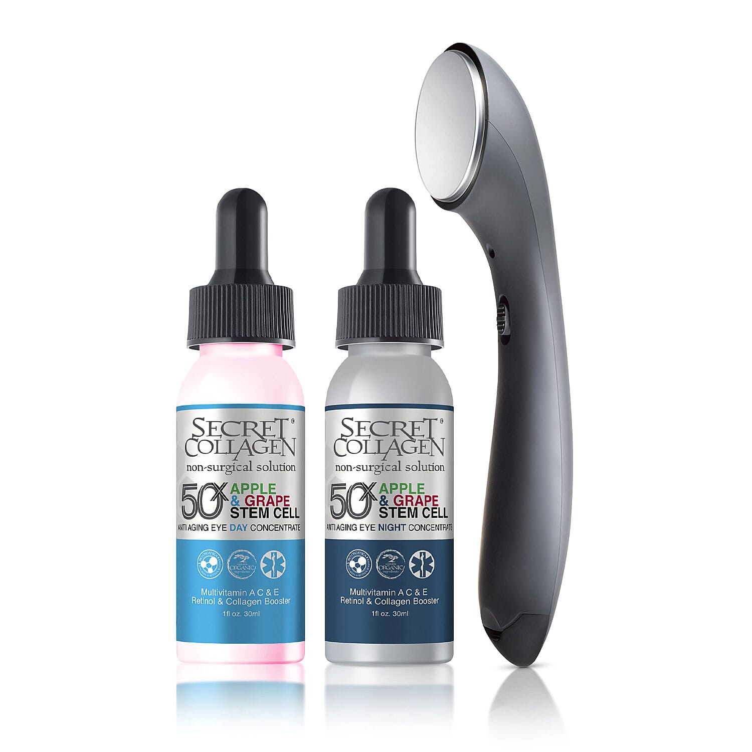 Secret Collagen: 3 Piece Bundle - Apple & Grape Stem Cell Age Defying Day & Night Eye Serum (30ml Each)