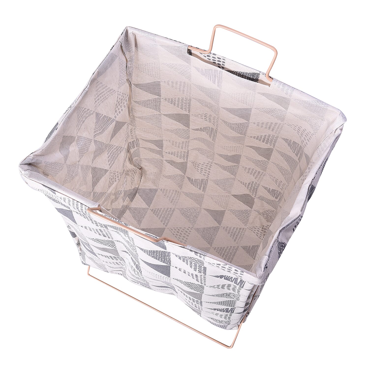 Triangular Pattern Grey and White Colour Folding Laundry Basket (48x26x25cm)