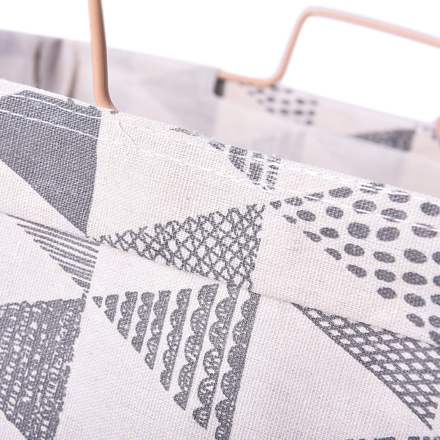 Triangular Pattern Grey and White Colour Folding Laundry Basket (48x26x25cm)