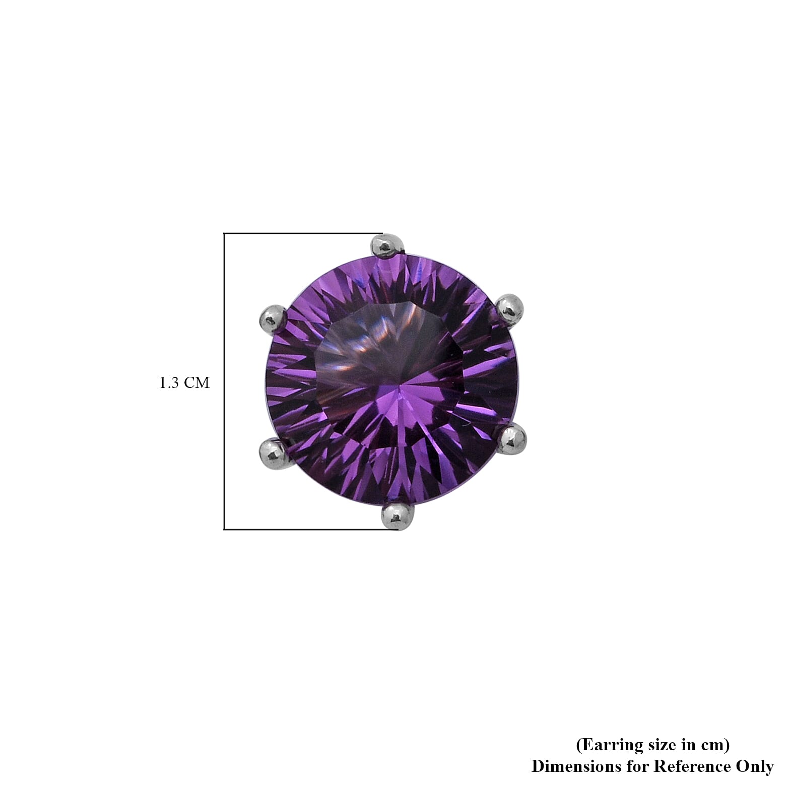Lusaka Amethyst Stud Earrings (with Push Back) in Rhodium Overlay Sterling Silver 6.54 Ct.