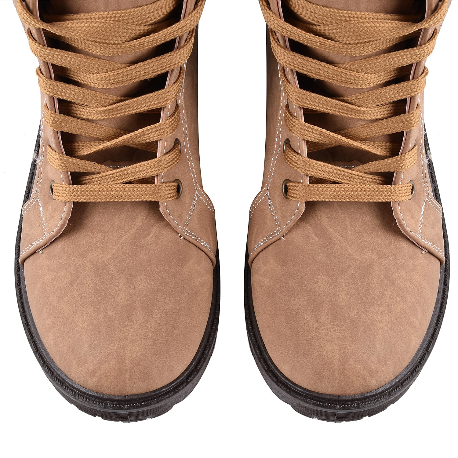Khaki Knitted Collar Hiker Boots