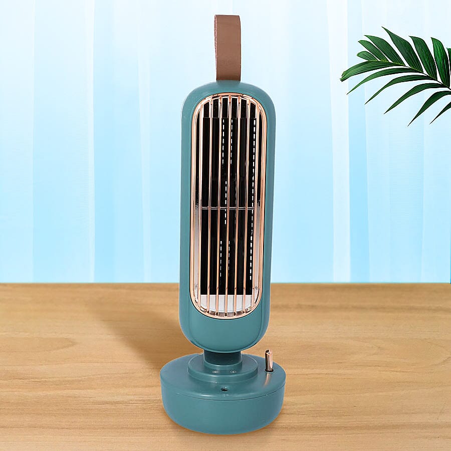 2 in 1 USB Bladeless Humidifier Tower  Fan - Green - 220ml Water Tank