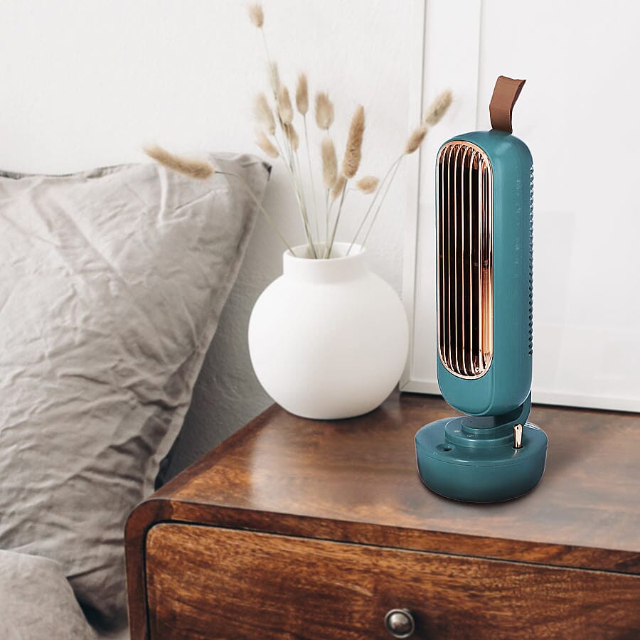 2 in 1 USB Bladeless Humidifier Tower  Fan - Green - 220ml Water Tank