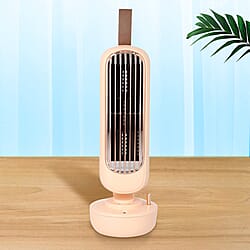 2 in 1 USB Humidifier Tower  Fan - Peach -   220ml Water Tank - Peach