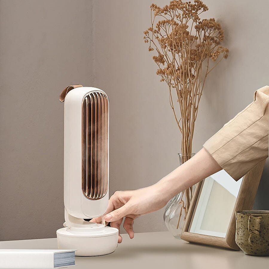 2 in 1 USB Humidifier Tower Fan - White - 220ml Water Tank