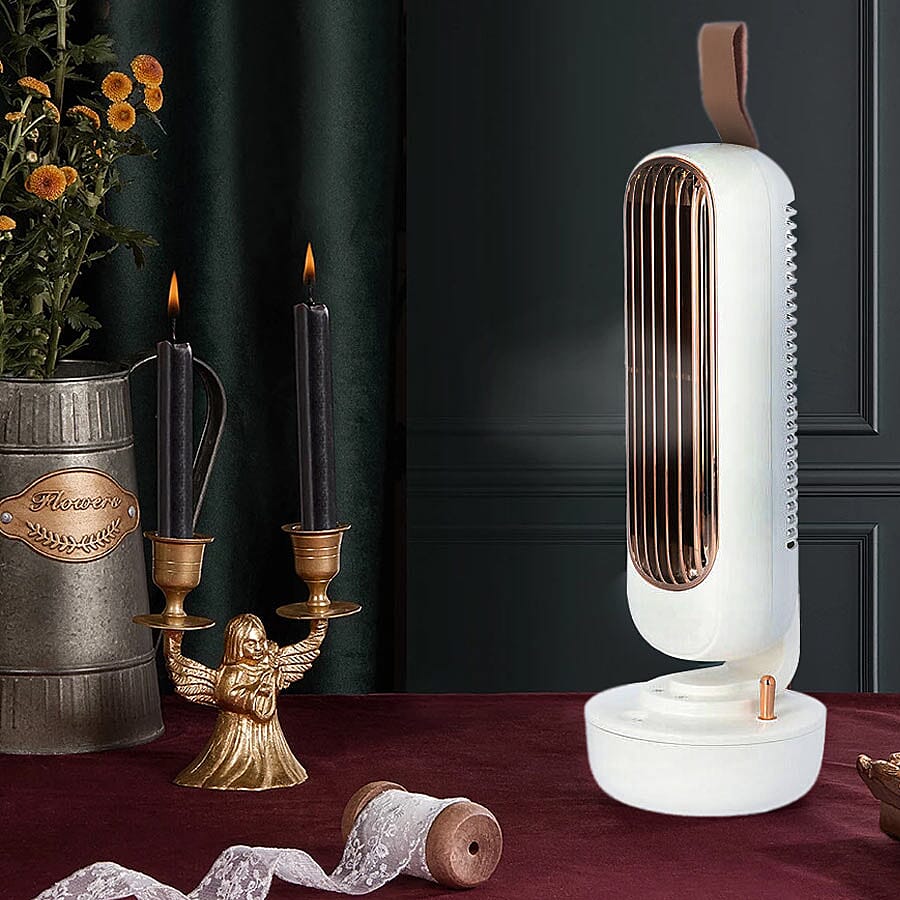 2 in 1 USB Humidifier Tower Fan - White - 220ml Water Tank
