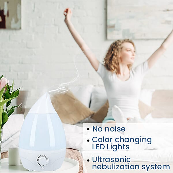 2-in-1 Aromatherapy Humidifier Diffuser With 10 Fragrance Oils (Size :21x21x31cm) - 1800ml Capacity - White and Purple