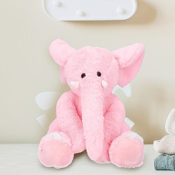 Elephant Plush Toy (Size 20x30 Cm)- Pink -  Age 3+