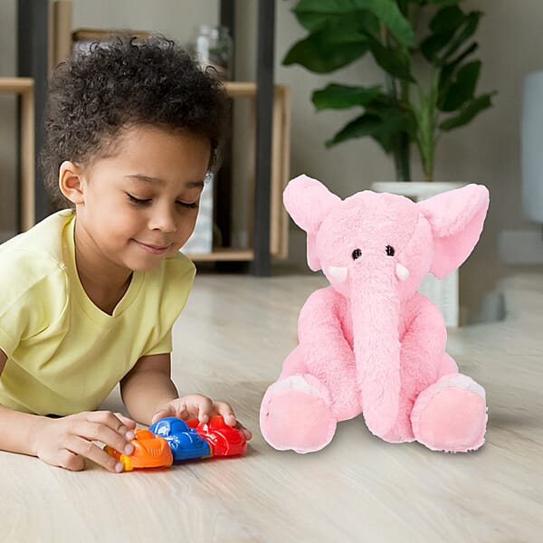 Elephant Plush Toy (Size 20x30 Cm)- Pink -  Age 3+