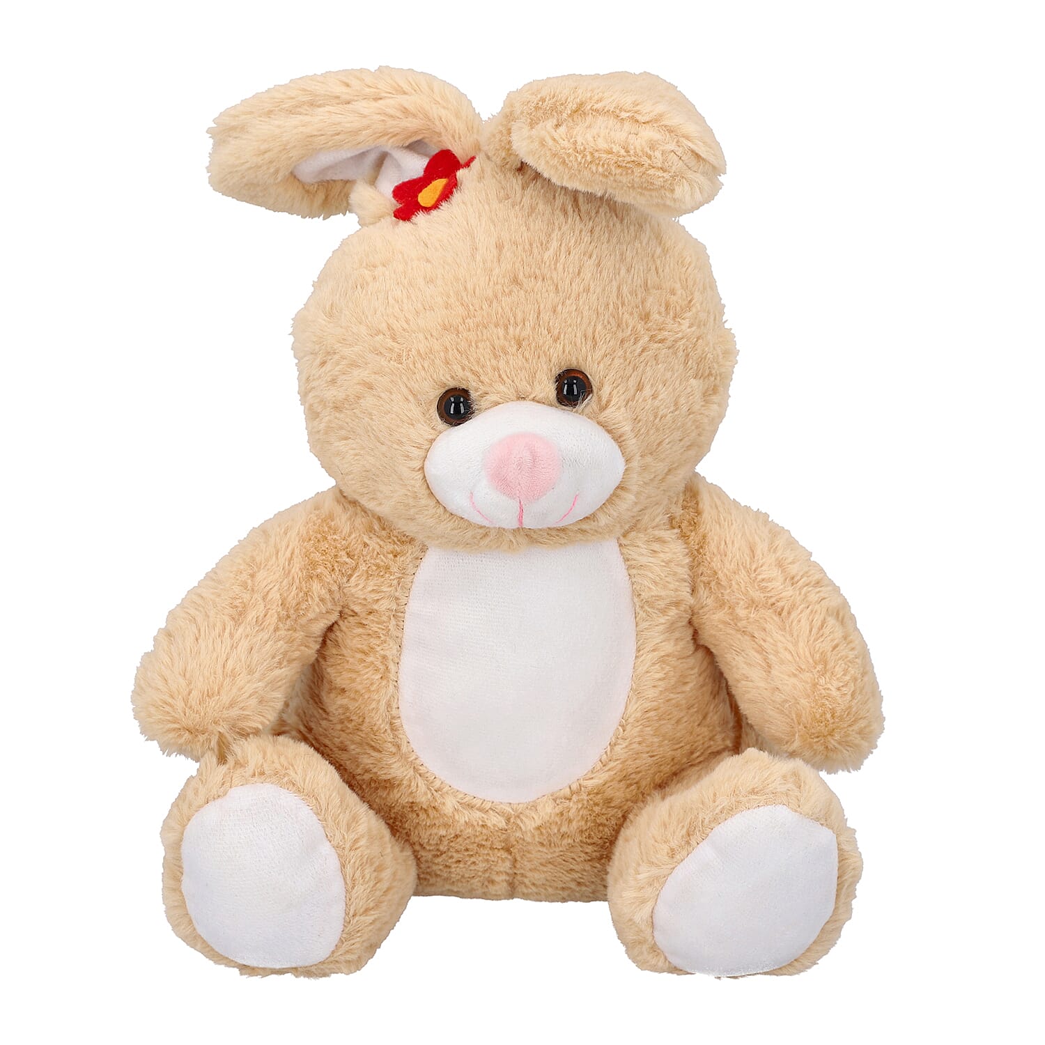 Rabbit Plush Toy (Size 30x28 Cm)- Beige & White - Age 3+