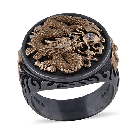 Galatea Capitan Ring Diamond 14KY Gold  & Sterling Silver Ring