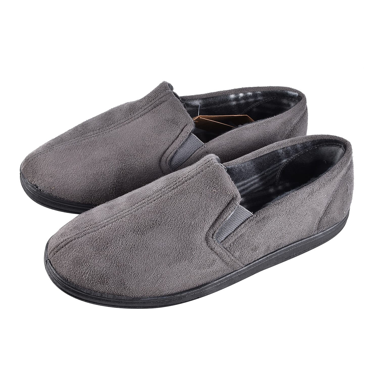 Dunlop Mens Bernard Twin Elasticated Gusset Corduroy Slippers (Size 7) - Grey