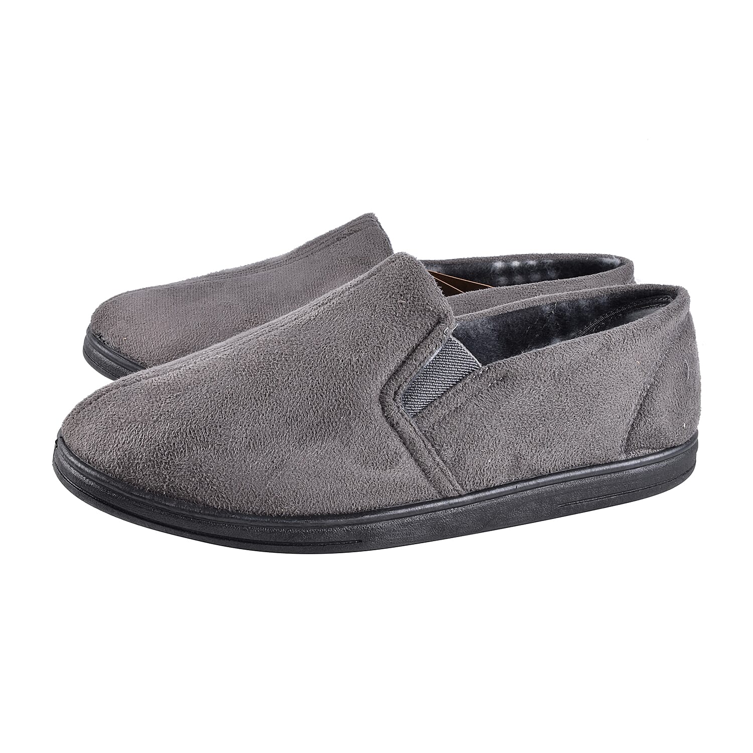 Dunlop Mens Bernard Twin Elasticated Gusset Corduroy Slippers (Size 7) - Grey