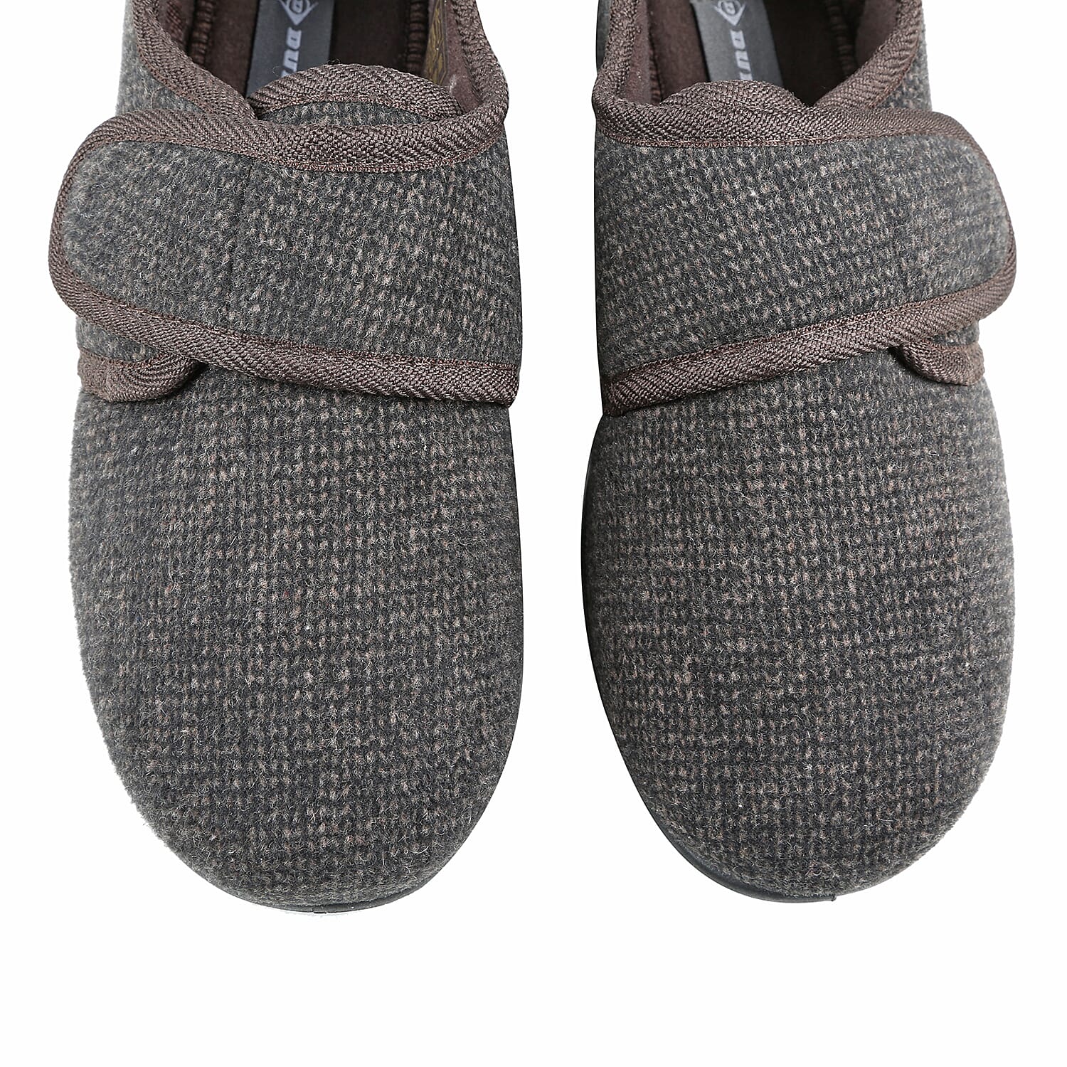 Dunlop Mens Strap Slippers with Faux Fur Lining and Memory In-Sock (Size 7) - Brown