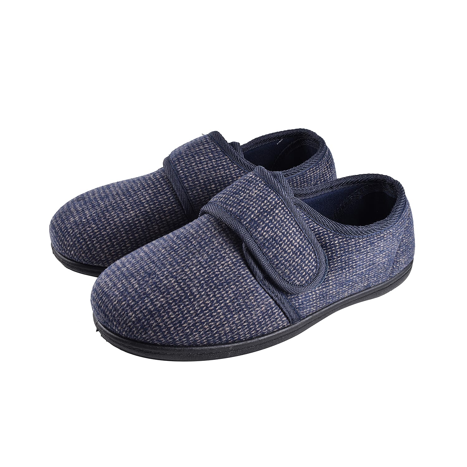 Dunlop Mens Strap Slippers with Faux Fur Lining and Memory In-Sock (Size 7) - Navy