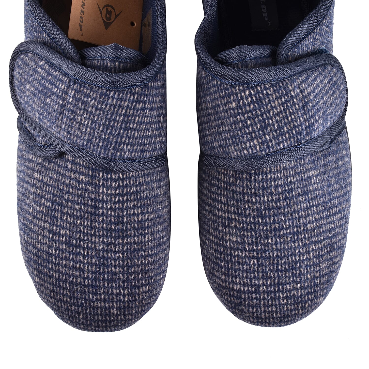 Dunlop Mens Strap Slippers with Faux Fur Lining and Memory In-Sock (Size 7) - Navy