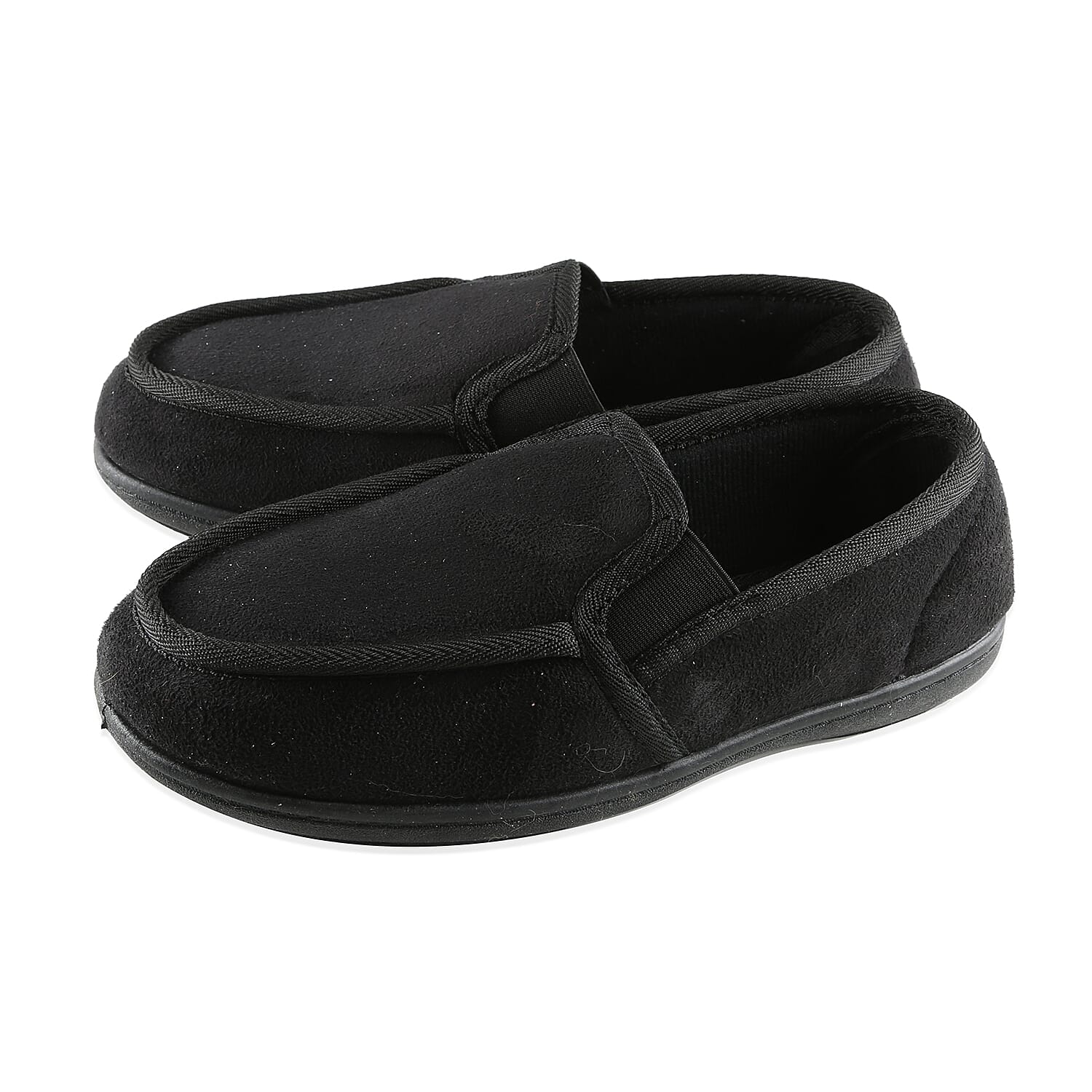 Dunlop Mens Gusset Moccasin Slippers (Size 7) - Black