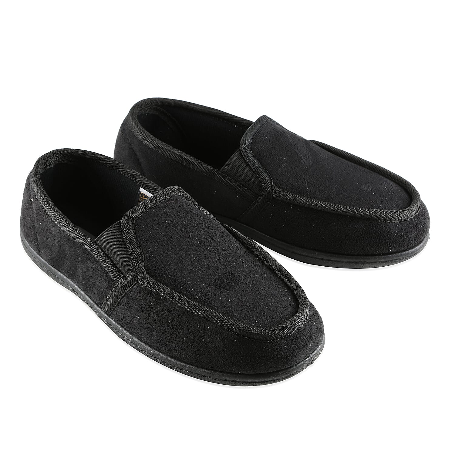 Dunlop Mens Gusset Moccasin Slippers (Size 7) - Black