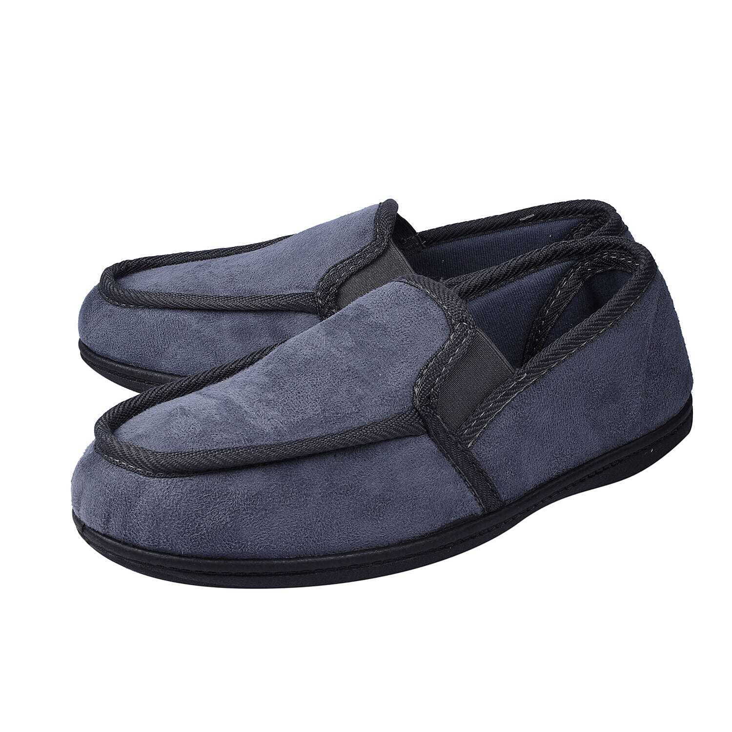 Dunlop Twin Gusset Moccasin Slippers (Size 7) - Grey