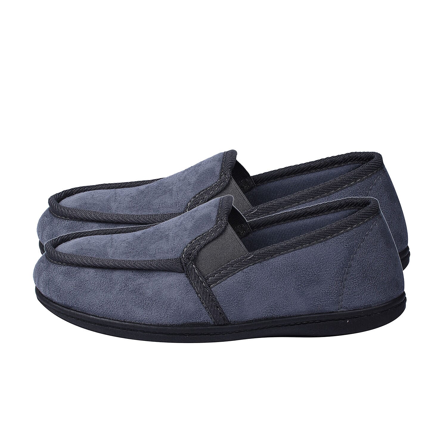 Dunlop Twin Gusset Moccasin Slippers (Size 7) - Grey