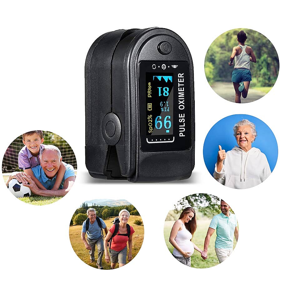 Pulse Oximeter, Oxygen Saturation Monitor (Requires 2 AAA Batteries - Not Included) - Black