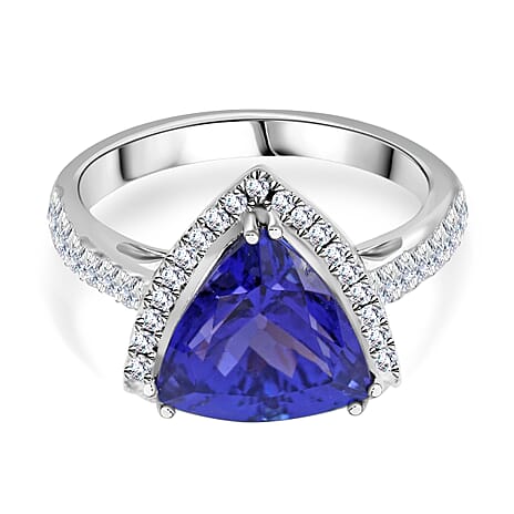 RHAPSODY 950 Platinum Tanzanite & Diamond (VS-E-F) Ring 5.47 Ct, Platinum Wt. 8.44 Gms