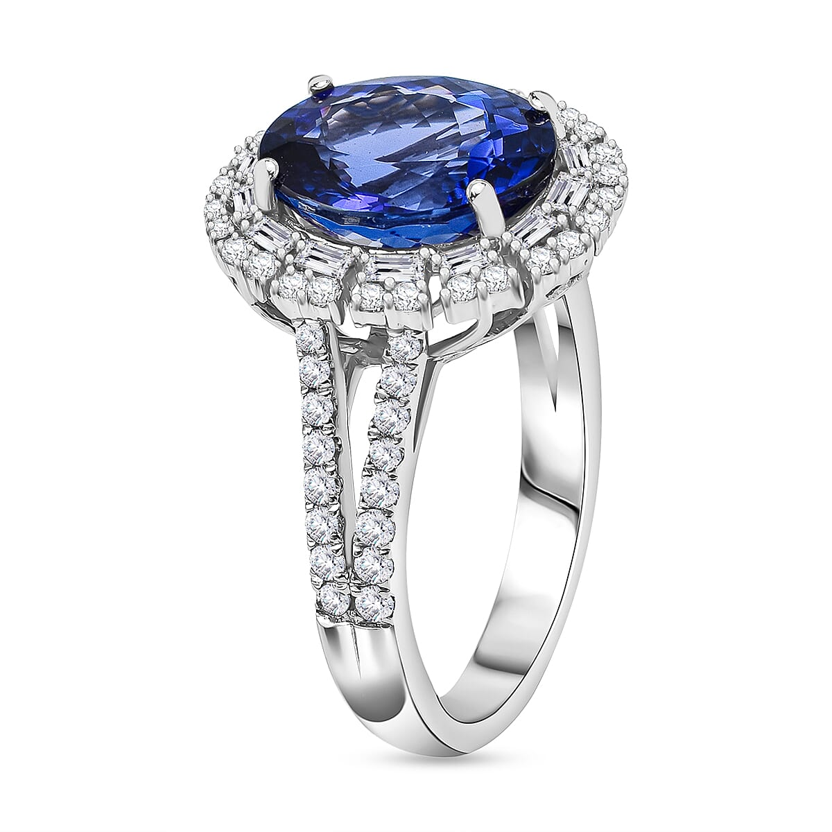 RHAPSODY 950 Platinum AAAA Tanzanite & Diamond (VS-E-F) Ring 5.70 Ct, Platinum Wt. 7.25 GM